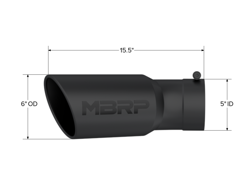 Universal 6" OD 5" Inlet 15.5" Length 30 Deg Bend Angled Rolled End Black Tip - View 5 | Dirty Garage