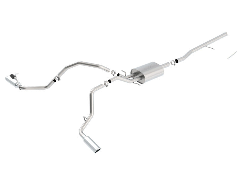 Borla 14 Silv/Sierra C/B Exhaust S-Type 1500 5.3L V8 AT/MT 2&4WD Ext Cab Split Side Exit - View 4 | Dirty Garage