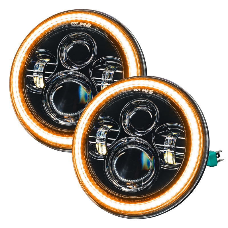 2007-2018 Wrangler JK Switchback LED Halo Headlights Amber White Switchback - View 8 | Dirty Garage