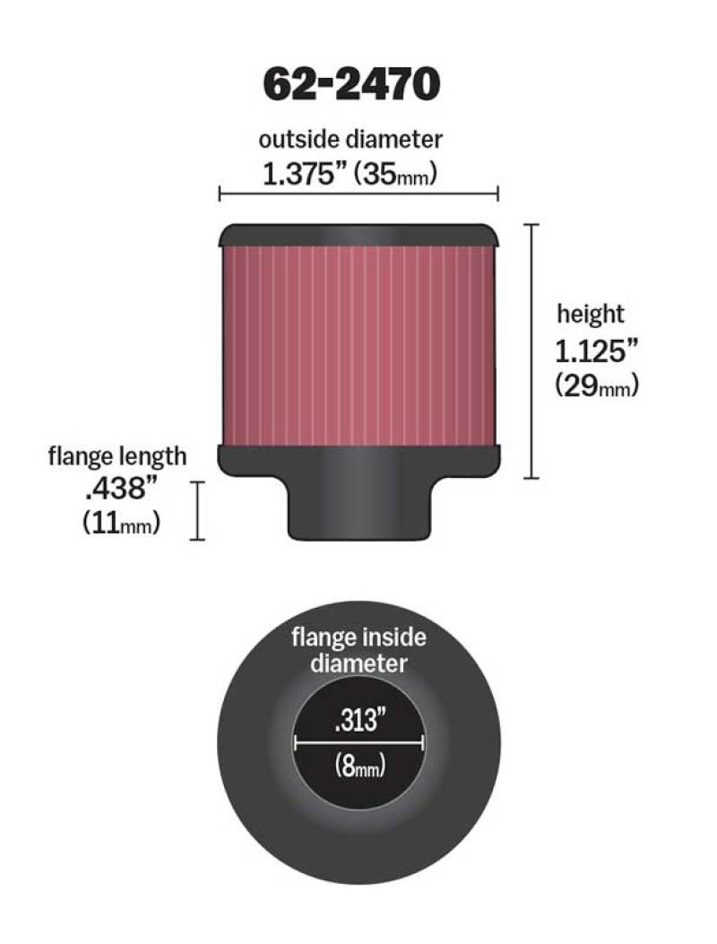 Universal .315/.431 Flange 1 3/8 inch OD 1.5 inch H Clamp On Crankcase Vent Filter - View 3 | Dirty Garage