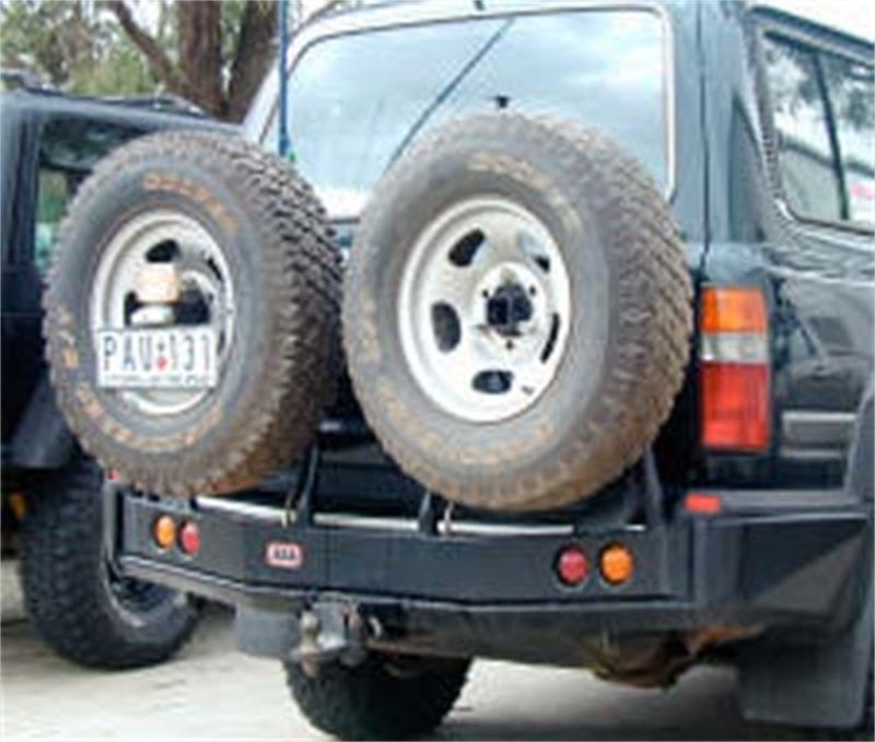 w/ Carrier Rear Step Tire Bracket LHS Black 80 Series - View 2 | Dirty Garage
