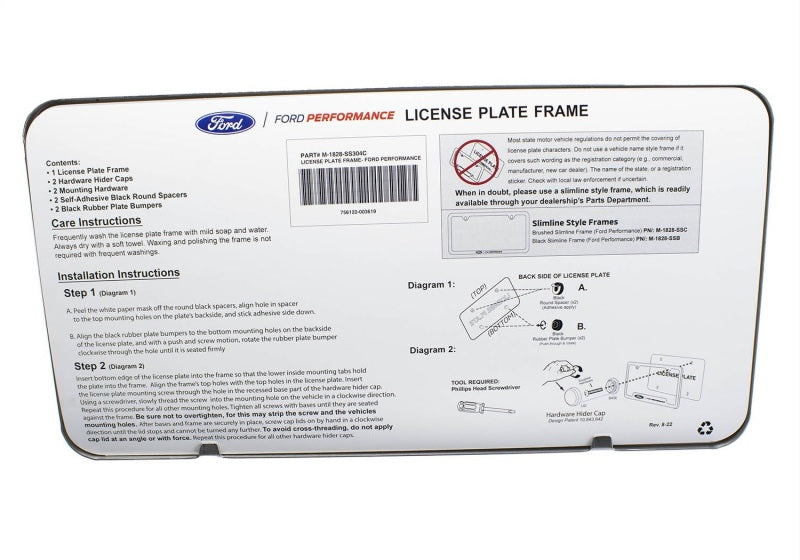 Universal Stainless Steel Ford Performance License Plate Frame - View 13 | Dirty Garage