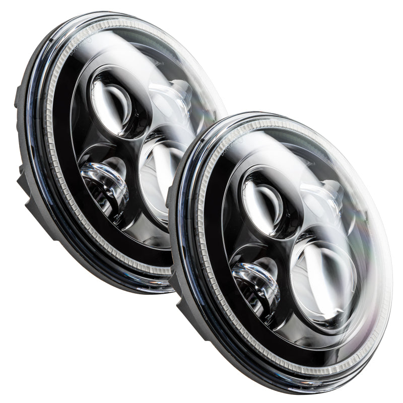 Universal 7" High Powered LED Headlights Black Bezel White - View 15 | Dirty Garage