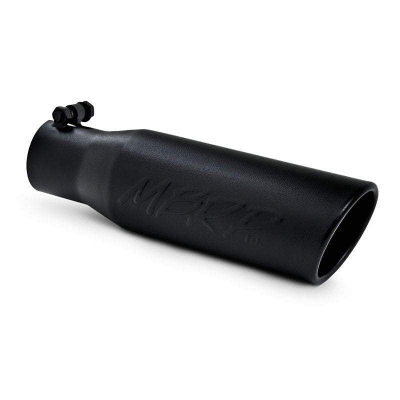 Universal 3" OD Angled Rolled End 2" Inlet 12" Length Tip Black Finish - View 4 | Dirty Garage