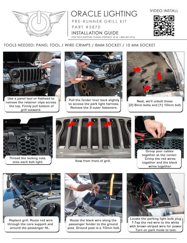 2018-2022 Wrangler Pre-Runner Style LED Grille Kit Red - View 5 | Dirty Garage