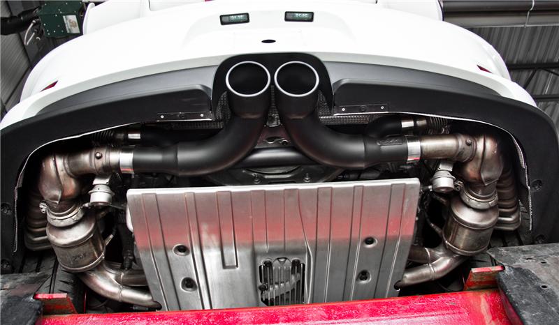 2014-2019 Porsche GT3 GT3RS 3" Center Muffler Bypass 4" Tips Black Coated - View 3 | Dirty Garage