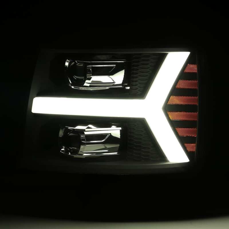 2007-2013 GM 1500 Luxx-Series LED Projector Jet Black Headlights Sequential Signal DRL - View 4 | Dirty Garage