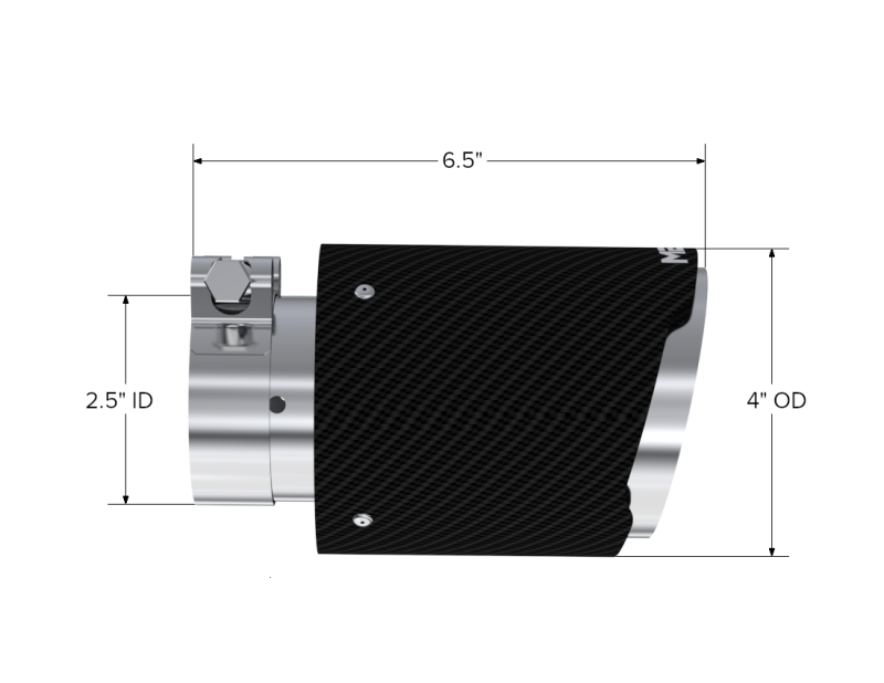 Universal Carbon Fiber Tip 4" OD 2.5" Inlet 6.5" L - View 2 | Dirty Garage