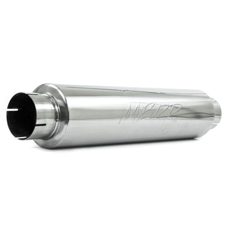 Universal Quiet Tone Muffler 4" Inlet Outlet 24" Body 6" Dia 30" Overall T304 - View 4 | Dirty Garage