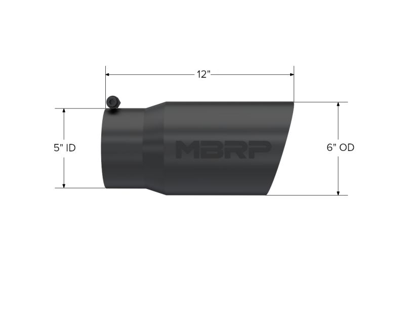 Universal 6" OD Dual Wall Angled 5" Inlet 12" Length Black Finish Tip - View 5 | Dirty Garage