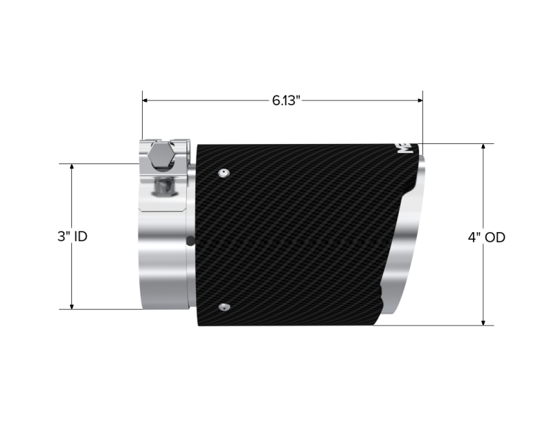 Universal Carbon Fiber Tip 3" ID 4" OD 6.13" Length Angle Cut Dual Wall - View 3 | Dirty Garage