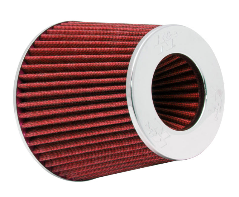 Universal Air Filter Chrome Round Tapered Red - 4in Flange ID x 1.125in Flange Length x 5.5in H - View 5 | Dirty Garage
