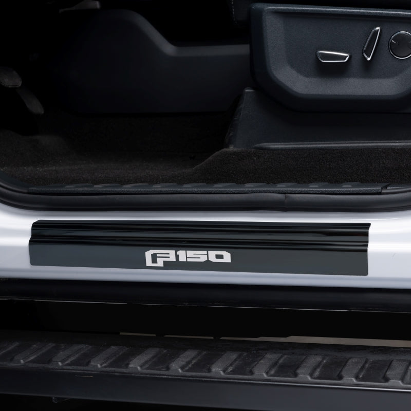 2015-2020 F-150 Super Crew Black Platinum Door Sills w/ F-150 Etchinng 4-Piece - View 3 | Dirty Garage