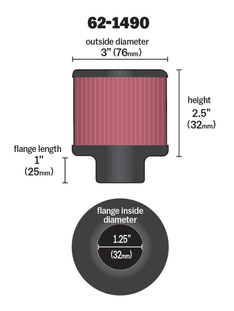 Universal Rubber Base Chrome Top Push-In Crankcase Vent Filter 3in OD x 2-1/2in H. - View 11 | Dirty Garage