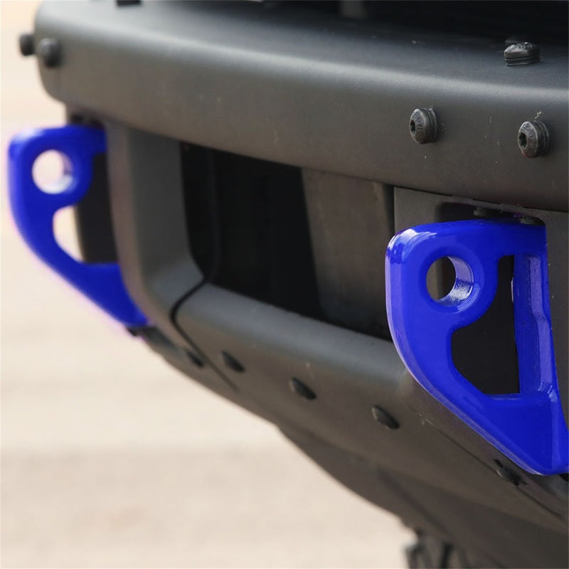 2021+ Bronco Front Bumper Tow Hooks - Blue - View 2 | Dirty Garage