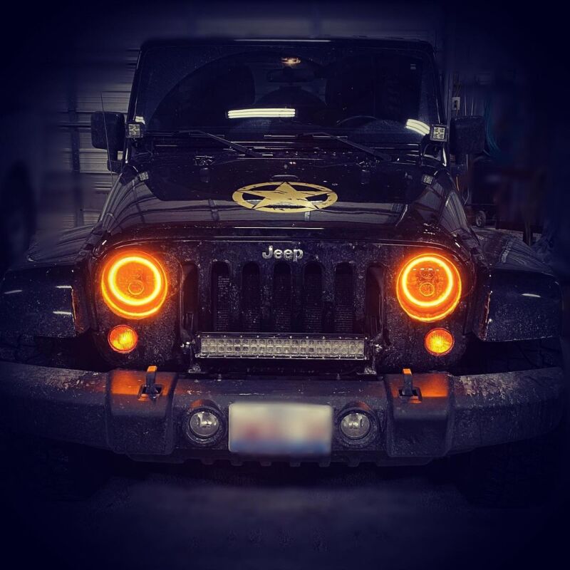 2007-2018 Wrangler JK Switchback LED Halo Headlights Amber White Switchback - View 10 | Dirty Garage