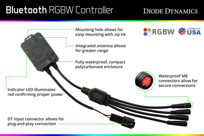 Universal Bluetooth RGB+W M8 Controller 1ch - View 4 | Dirty Garage