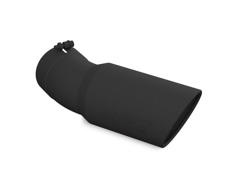 Universal 6" OD 5" Inlet 15.5" Length 30 Deg Bend Angled Rolled End Black Tip - View 3 | Dirty Garage