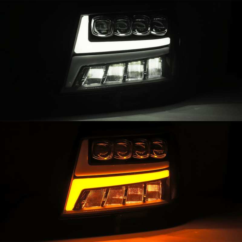 2007-2014 GM Avalanche Nova-Series LED Projector Jet Black Headlights Active Light DRL - View 7 | Dirty Garage