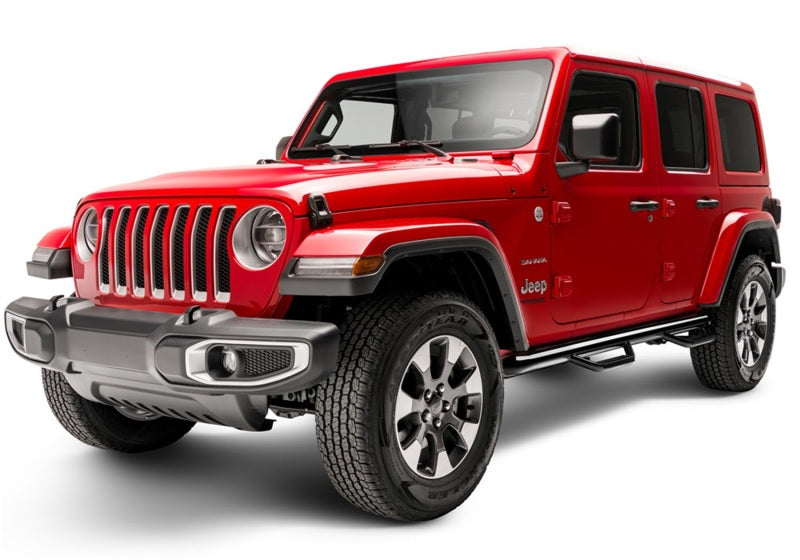 2018-2023 Wrangler JL 4-Door 3" Wheel to Wheel Gloss Black Nerf Steps - View 4 | Dirty Garage