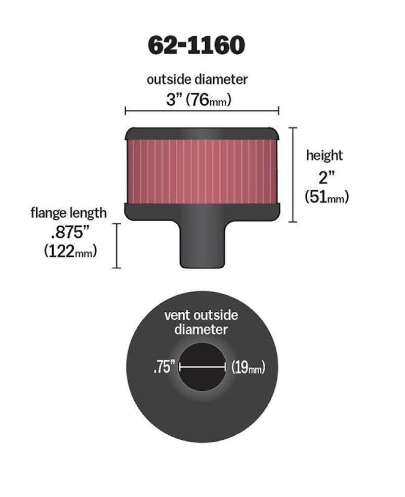 Universal Filter 3/4in Vent 3in Diameter 2in Height - View 5 | Dirty Garage