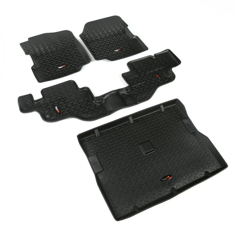 Rugged Ridge Floor Liner Front/Rear/Cargo Black 1976-1995 Jeep Wrangler / CJ - View 3 | Dirty Garage