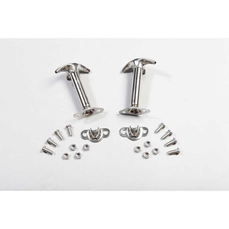 Rugged Ridge 41-95 Jeep CJ / Jeep Wrangler Hood Catch Kit Stainless - View 2 | Dirty Garage