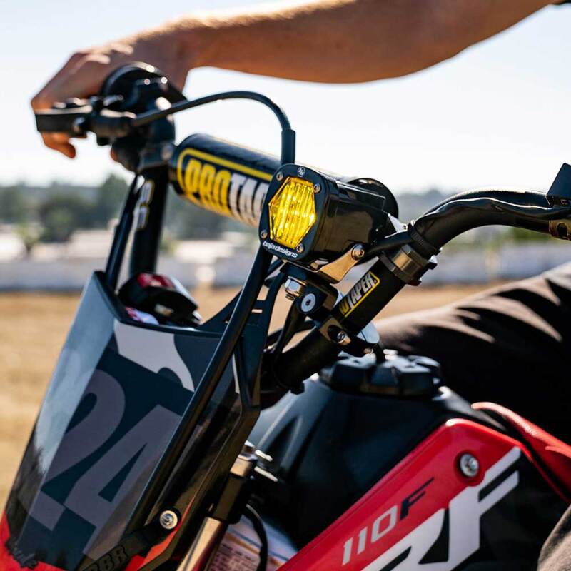 Baja Designs S1 Wide Cornering Electric Start Pit Bike LED Light - View 2 | Dirty Garage