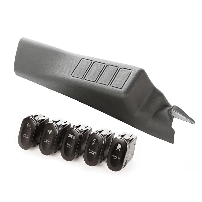 Rugged Ridge Etched A-Pillar 4 Switch Pod Kit LHD 11-18 JK - View 2 | Dirty Garage