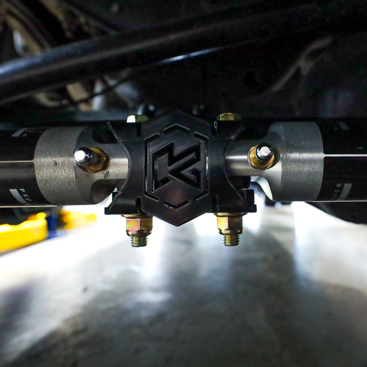 2005-2026 Superduty F-450/F-550 Death Grip Dual Steering Stabilizer Kit with Fox 2.0 Shocks (KRF-DSS-45-S)