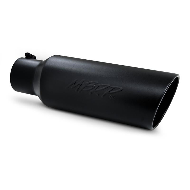 Universal 6" OD Rolled End 4" Inlet 18" Black Coated Exhaust Tip - View 2 | Dirty Garage