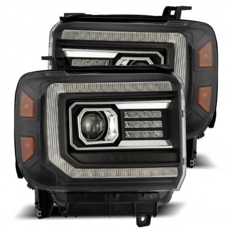 2014-2018 GM HD Luxx-Series LED Projector Black Headlights Active Light Sequential Signal DRL - View 6 | Dirty Garage