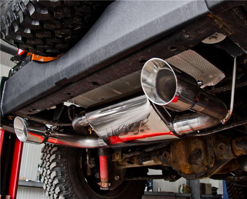 2007-2014 Wrangler Rubicon 3.6L 3.8L Axle-Back Dual Rear Exit T409 Performance Exhaust System - View 4 | Dirty Garage