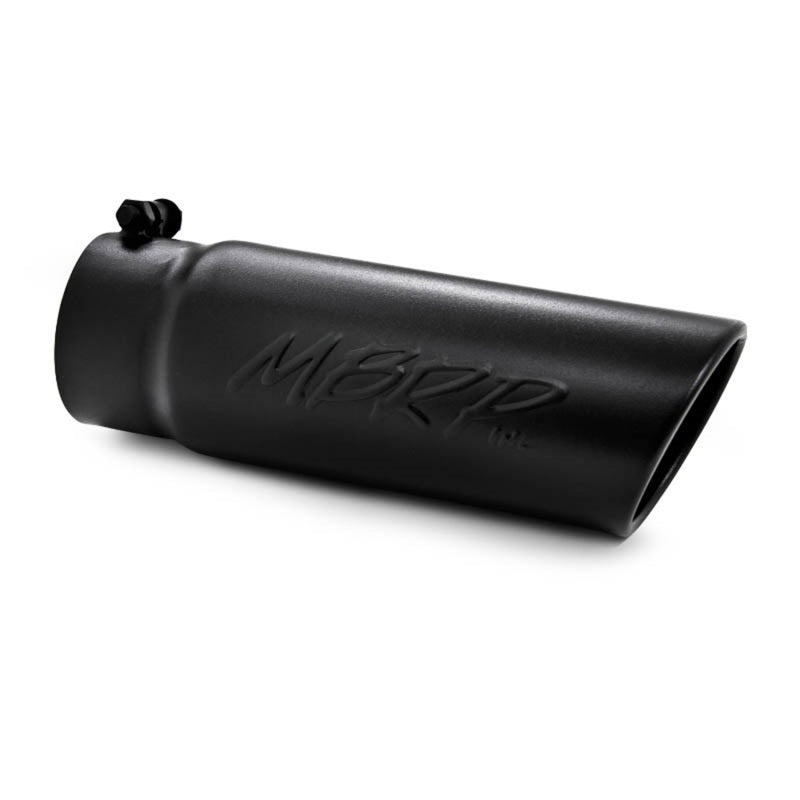 Universal Tip 4" OD Angled Rolled End 3.5" Inlet 10" Length Black Finish - View 3 | Dirty Garage