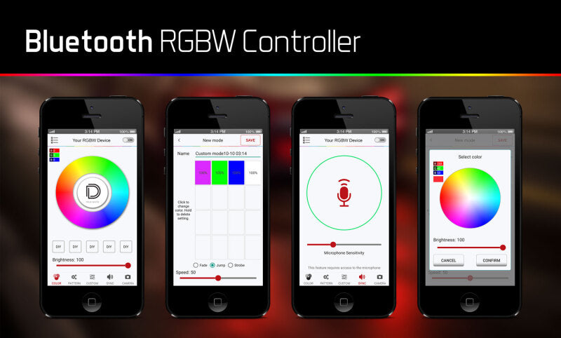 Universal Bluetooth RGB+W M8 Controller 1ch - View 3 | Dirty Garage