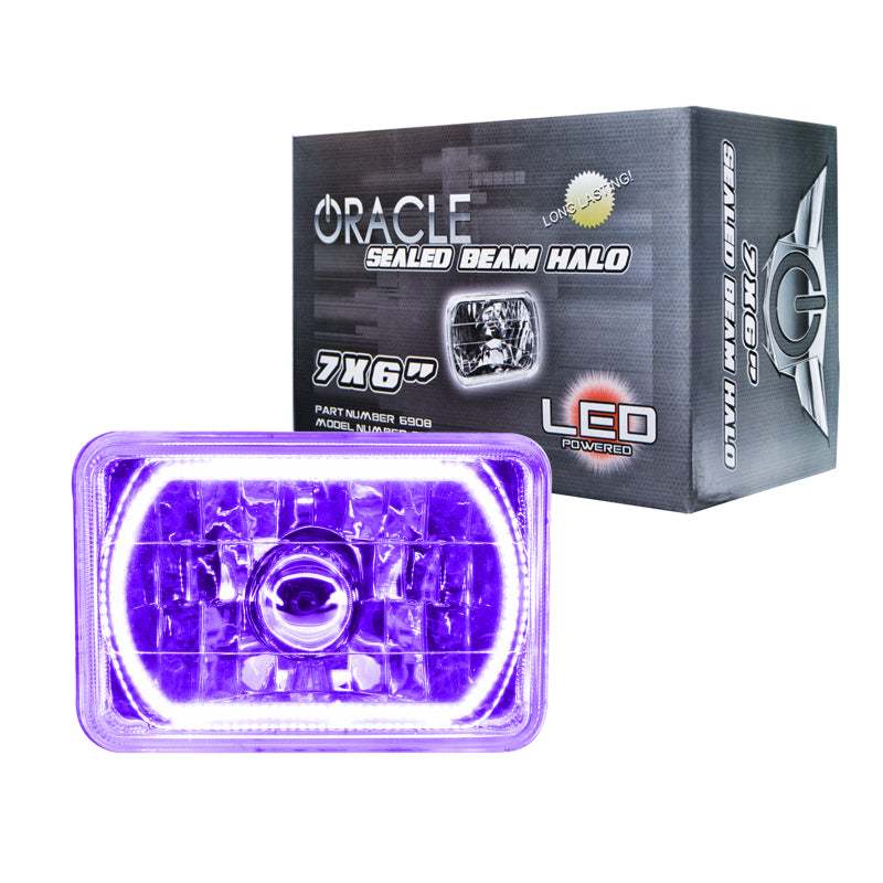Universal Pre-Installed 7x6 In Sealed Beam UV Purple Halo Lights | Dirty Garage