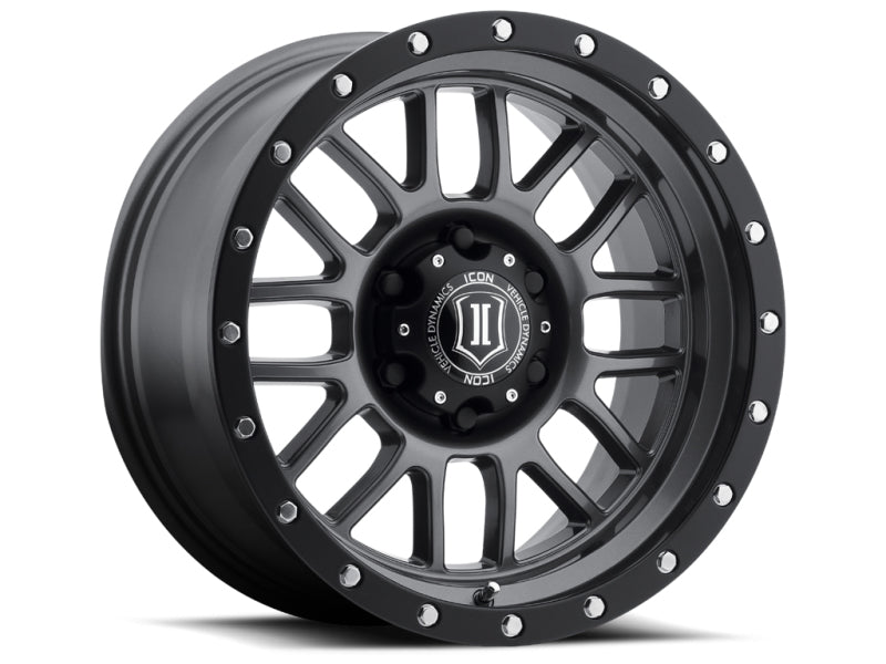 Universal Alpha 17x8.5 5x5 0mm Offset 4.75" BS 71.5mm Bore Gun Metal Wheel | Dirty Garage