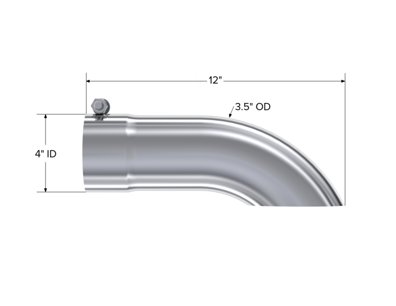 Universal Tip 3.5" OD Turn Down 3.5" Inlet 12" Length - View 5 | Dirty Garage
