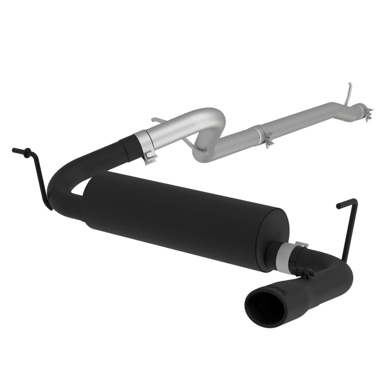 Jeep Wrangler Rubicon 3.6L Cat Back Single Rear Exit Black Exhaust - View 3 | Dirty Garage