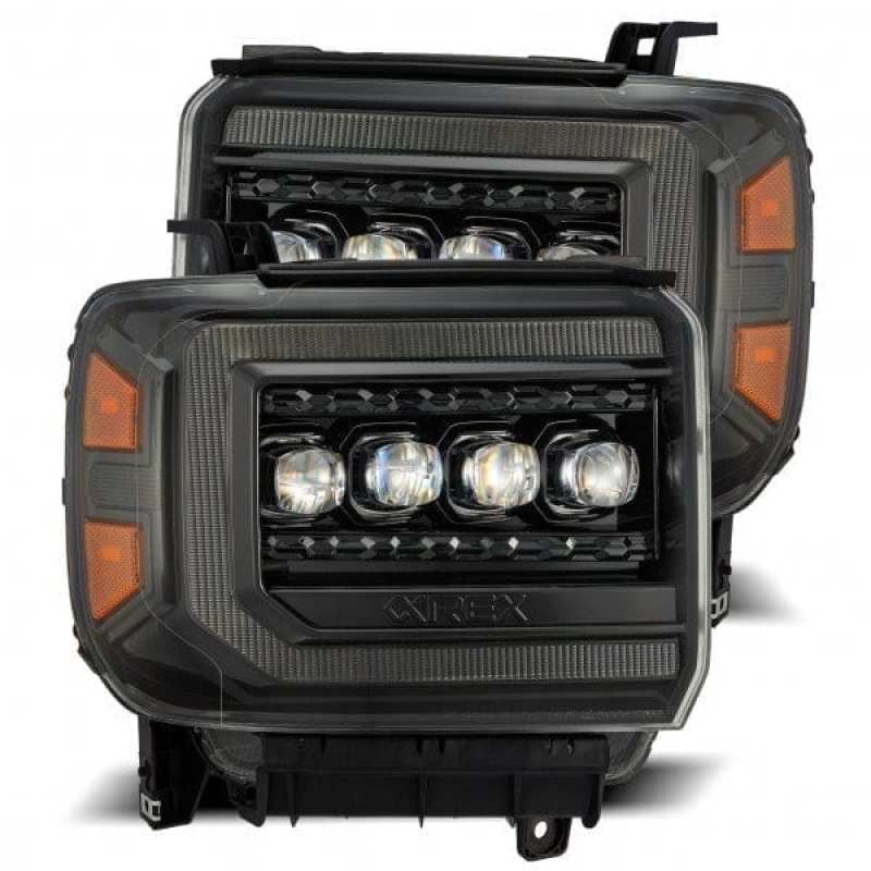 2014-2018 GM HD Nova-Series LED Projector Alpha-Black Headlights Active Light Sequential Signal DRL - View 8 | Dirty Garage