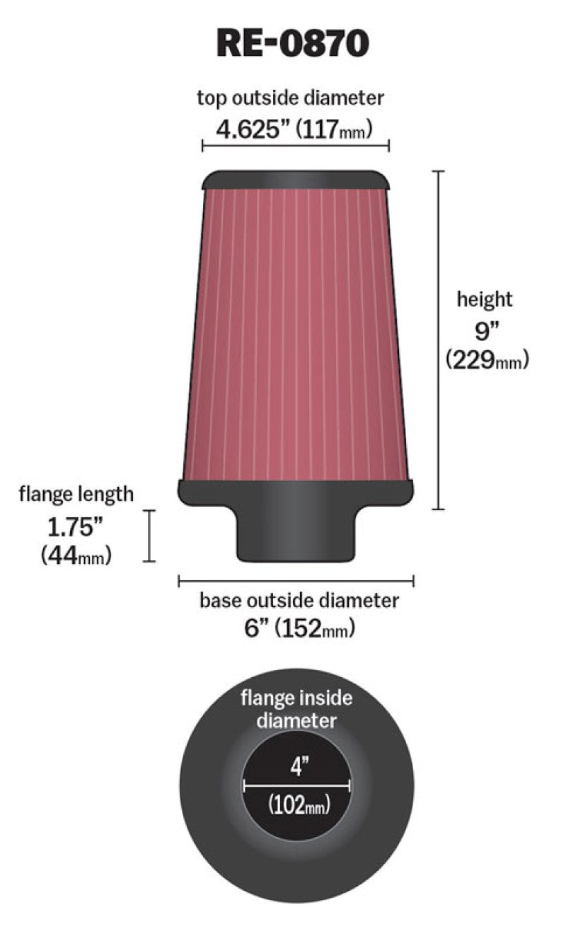 Universal Rubber Filter 4inch FLG/6inch OD-B/4-5/8inch OD-T/9inch H - View 5 | Dirty Garage
