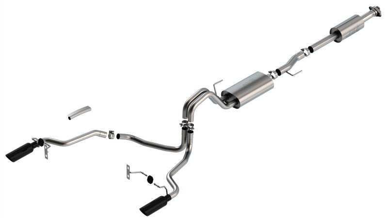 Borla F-150 2021 5.0L 4dr CC SB EC STB Lariat/KR/Pltm/LTD 3/2.25 SRE Cat-Back Touring Black CHR Tips - View 5 | Dirty Garage