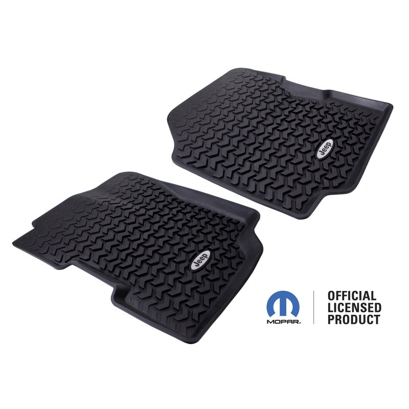 Rugged Ridge Floor Liner Front Black 1976-1995 Jeep Logo CJ-7 / CJ-8 / Jeep Wrangler YJ - View 3 | Dirty Garage