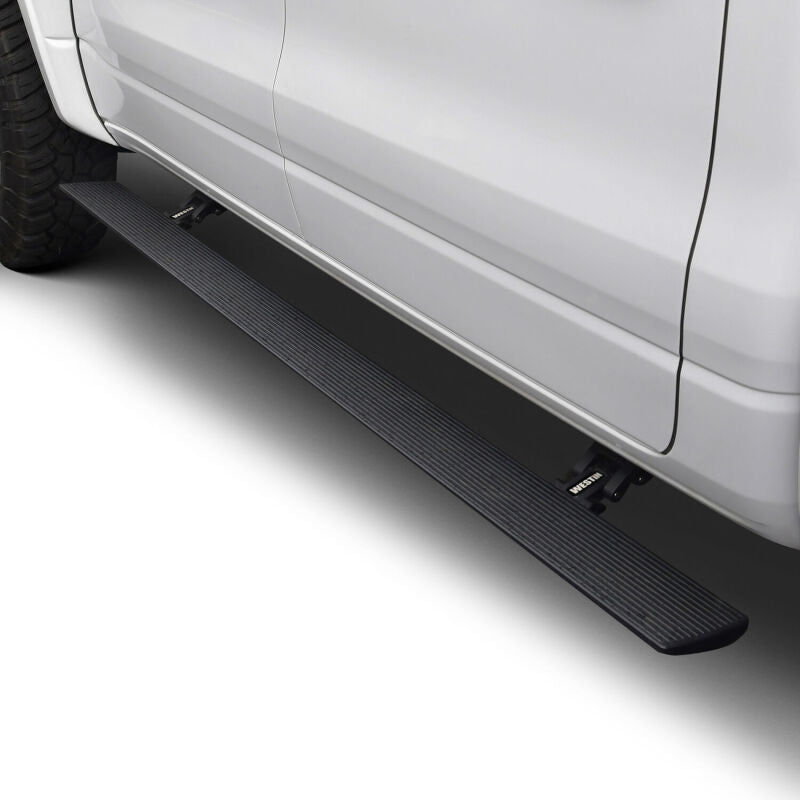 2019-2026 RAM 1500 Crew Cab Pro-E Series Black Powered Running Boards - View 3 | Dirty Garage