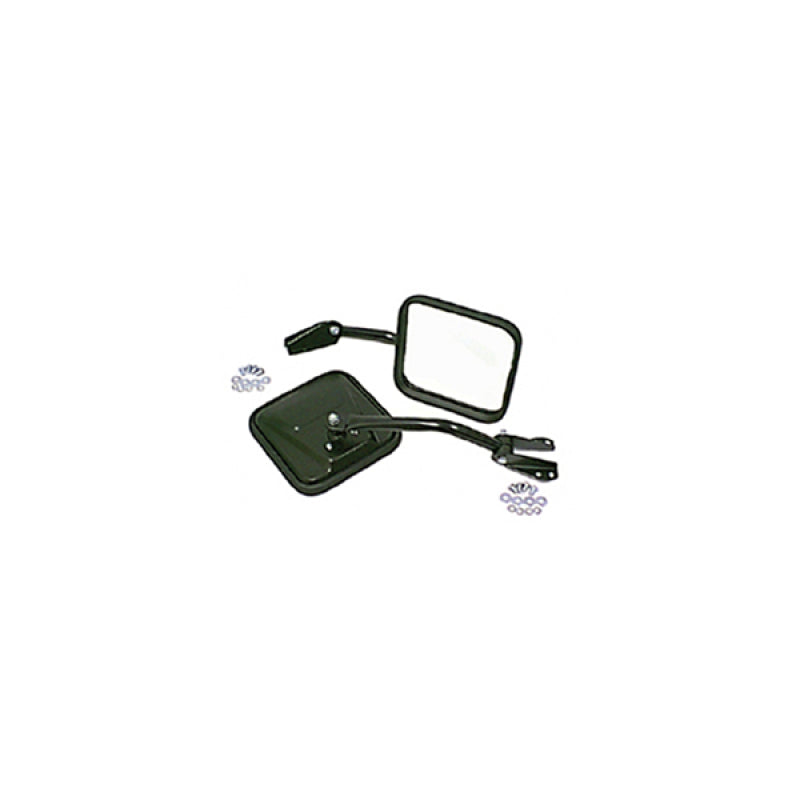 Rugged Ridge 55-86 Jeep CJ Black Side Mirrors w/ Convex Glass - View 2 | Dirty Garage