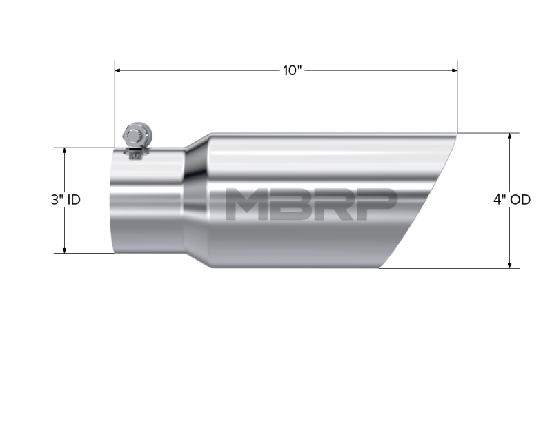 Universal 4" OD 3" Inlet 10" Dual Wall Angled End Tip T304 - View 4 | Dirty Garage