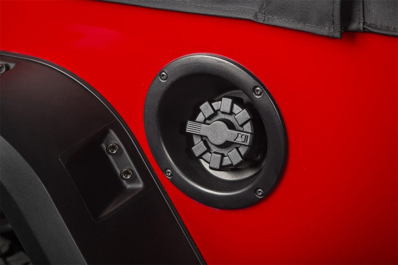 Rugged Ridge 01-19 Jeep Wrangler TJ/LJ/JK/JL Black Elite Aluminum Fuel Cap - View 4 | Dirty Garage