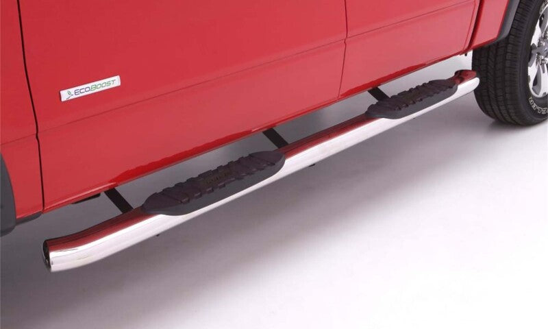 2007-2017 Silverado 1500 Crew Cab 5" Polished Curved Oval SS Nerf Bars - Pair - View 2 | Dirty Garage