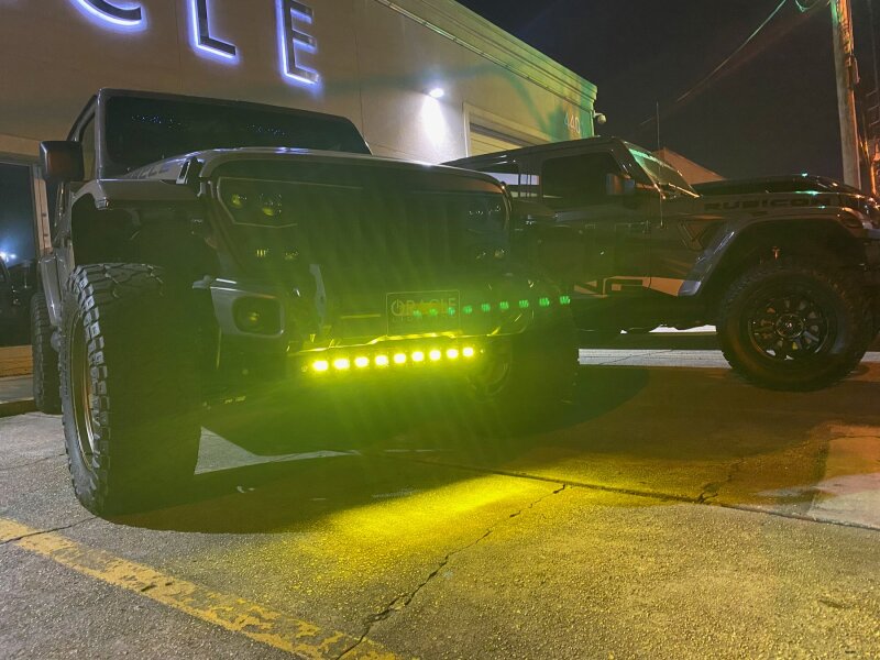 2019-2025 Wrangler JL Skid Plate w/ Integrated LED Emitters Yellow - View 9 | Dirty Garage
