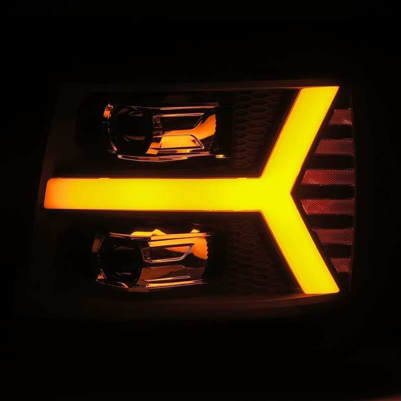 2007-2013 GM 1500 Luxx-Series LED Projector Jet Black Headlights Sequential Signal DRL - View 6 | Dirty Garage